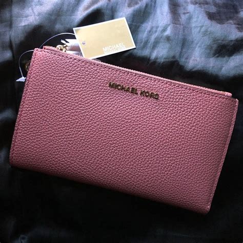 michael kors rose suede wallet|Michael Kors small pink wallet.